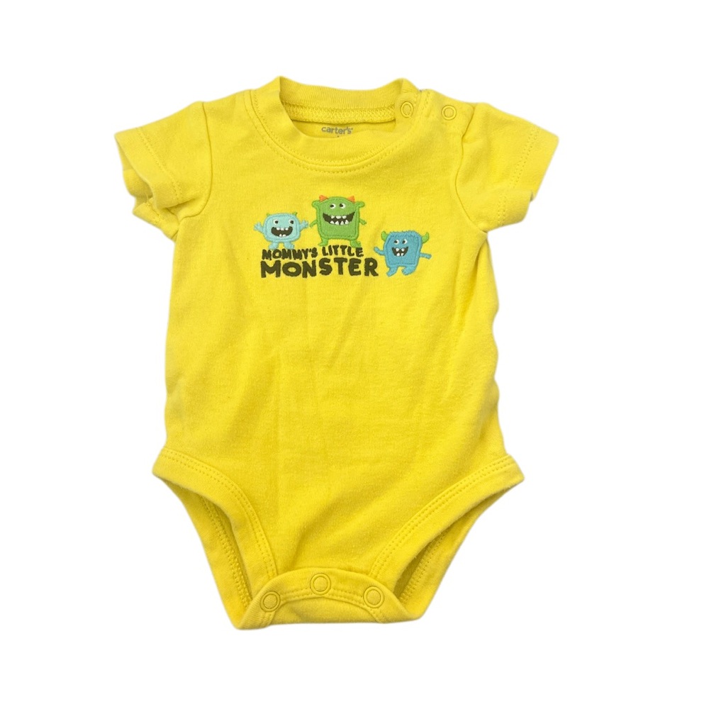 Carter's Yellow Mommy’s Little Monster Bodysuit NB